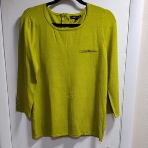 Women's Cable& GaugeLime Green Top Sweater 3/4 Sleeve Sz M